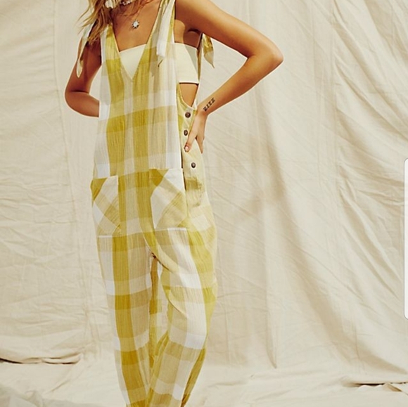 Free People Pants - SOLD New $98 Gingham Jumpsuit by Free People